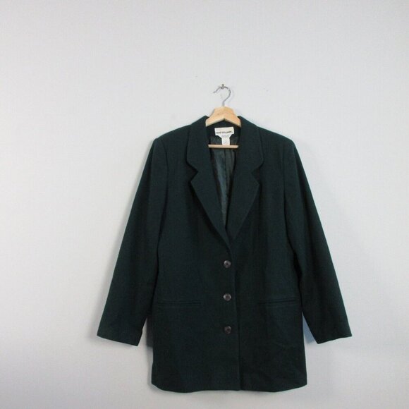 David Benjamin Blazer Jacket Womens 14 Dark Green Wool Long Sleeve Vintage 574 - Picture 1 of 11